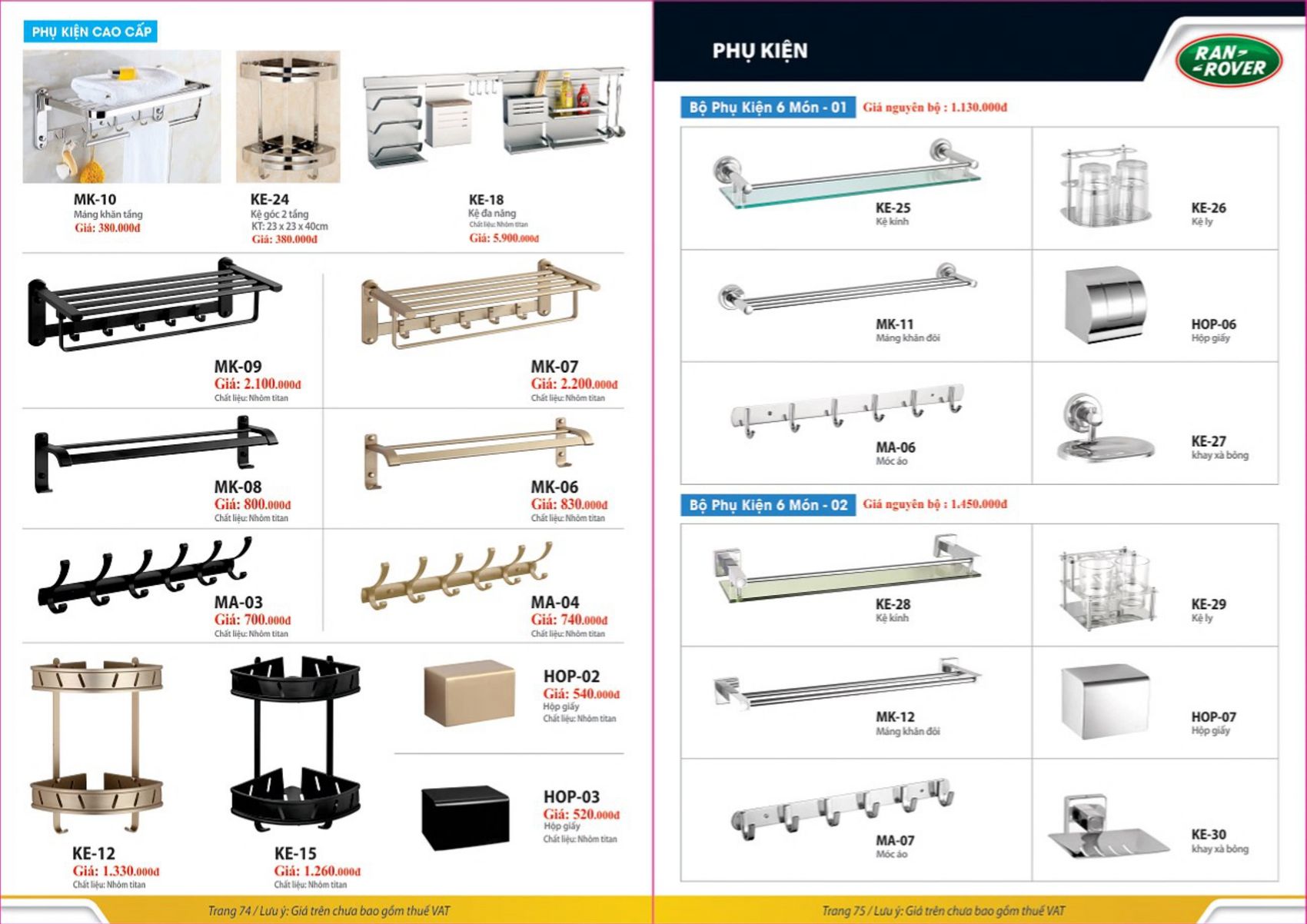 Thiết bị vệ sinh Ranrover Catalogue và Bảng giá mới nhất 2023 /Page 38